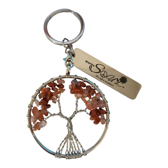 Beautiful Soul Live Life to the Fullest Tree of life key chain orange silver - Picture 4 of 4
